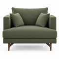 Sessel Olivgrün Polyester rechteckig mit Massivholzbeinen 100 x 90 x 85 cm