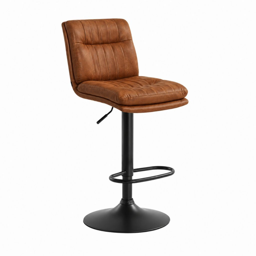 Barhocker höhenverstellbar Braun PU-Kunstleder mit Stahlgestell 43 x 52 x 90-111 cm