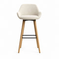Barhocker mit Armlehnen Creme Bouclé-Polyester Buchen-Massivholz 55 x 55 x 104 cm