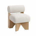 Polstersessel Cremeweiß Bouclé-Polyester Eichenfurnier 60 x 65 x 75 cm