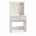Schminktisch mit LED-Spiegel Weiß MDF rechteckig 80 x 40 x 140 cm