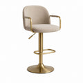 Barhocker mit Armlehnen Beige Polyester Stahl Gold höhenverstellbar 54 x 90-112 x 52 cm
