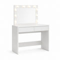 Schminktisch Weiß aus MDF mit Spiegel und 10 LED-Leuchten 80 x 40 x 140 cm
