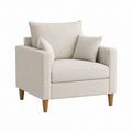Sessel Beige aus Polyester mit Massivholzfüßen 90 x 85 x 88 cm