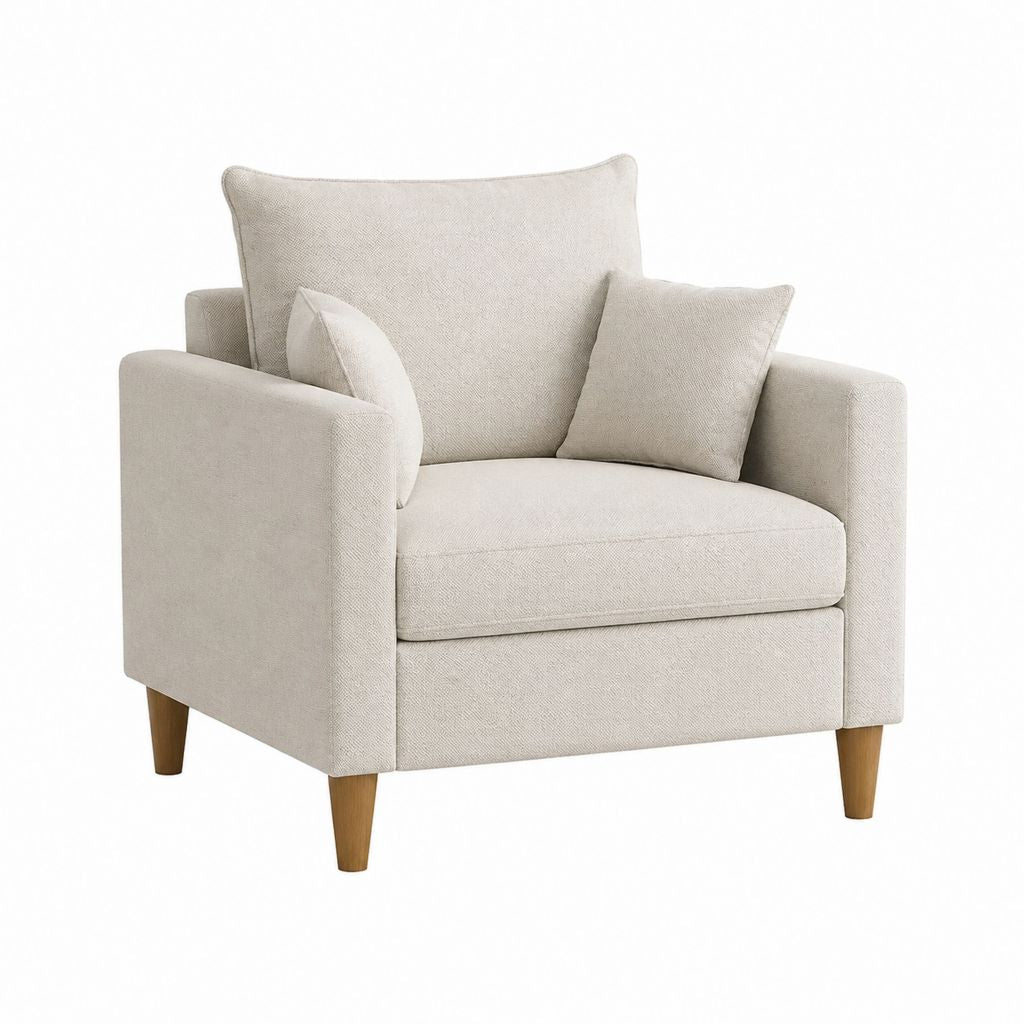 Sessel Beige aus Polyester mit Massivholzfüßen 90 x 85 x 88 cm