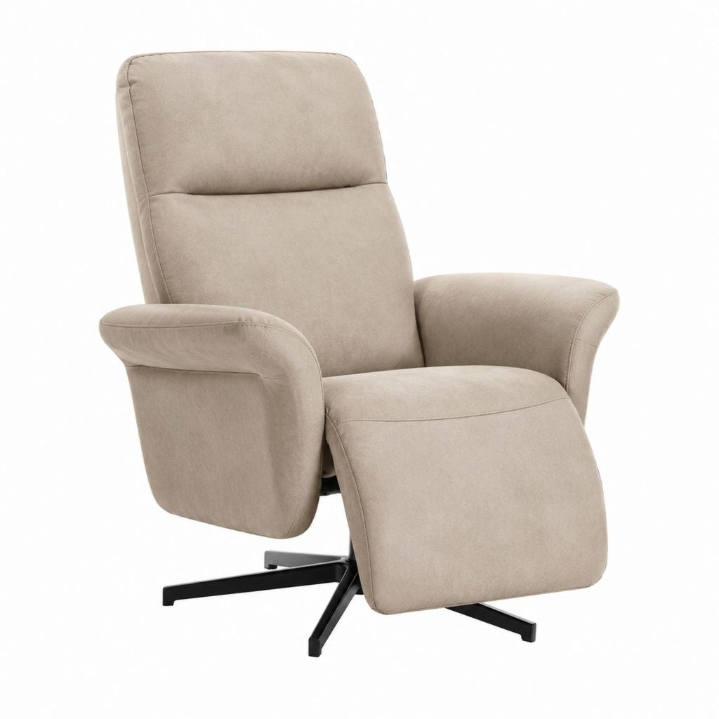 Relaxsessel mit Liegefunktion Beige Polyester-Mikrofaser mit Stahlfuß 82 x 92 x 105 cm