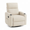 Relaxsessel Fernsehsessel Beige Polyester mit Liegefunktion Drehfuß und Getränkehaltern 88 x 96 x 104 cm