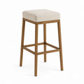 Barhocker Beige mit Massivholzgestell und gepolstertem Sitz 40 x 40 x 75 cm