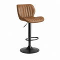 Barhocker höhenverstellbar Braun PU-Kunstleder mit rundem Stahlfuß 49 x 50 x 91-112 cm