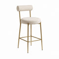 Barhocker mit Rückenlehne Creme Polyester-Bouclé Stahlgestell Gold 48 x 52 x 99 cm Sitzhöhe 75 cm