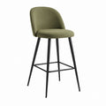 Barhocker mit Rückenlehne Olivgrün Polyester-Samt Stahlgestell 50 x 55 x 99 cm