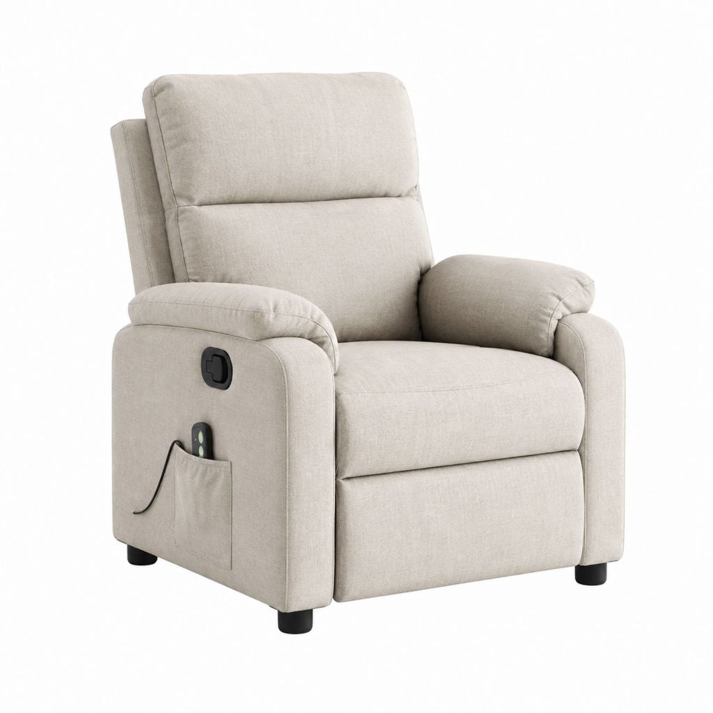 Elektrischer Relaxsessel Beige mit Polyesterbezug und Liegefunktion 86 x 95 x 104 cm