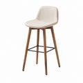 Barhocker mit Rückenlehne Creme Polyester Gummibaumholz 47 x 52 x 101 cm