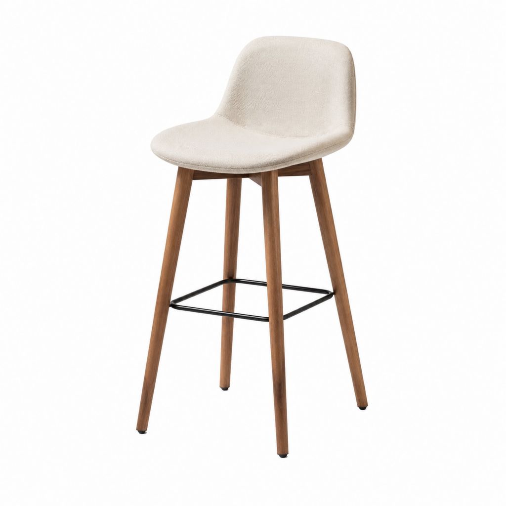 Barhocker mit Rückenlehne Creme Polyester Gummibaumholz 47 x 52 x 101 cm