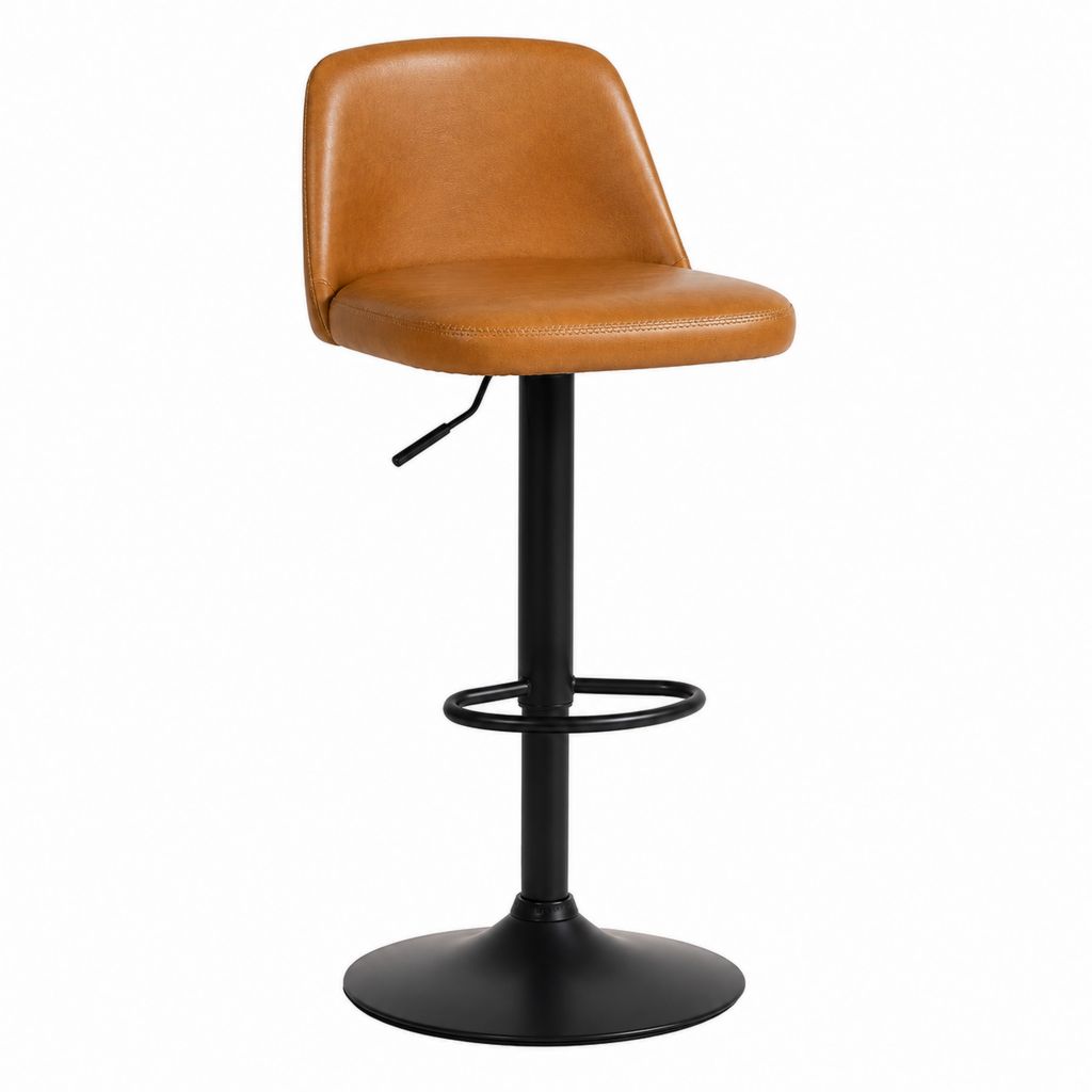 Barhocker höhenverstellbar Cognac PU-Kunstleder Stahl rund 50 x 52 x 92-113 cm