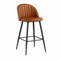 Barhocker Braun mit Rückenlehne aus PU-Kunstleder und Stahlgestell 97 x 49 x 54 cm
