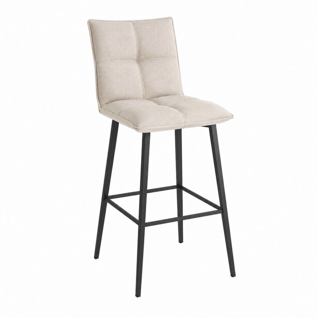 Barhocker Beige mit Rückenlehne Polyesterbezug und Stahlgestell 45 x 52 x 97 cm Sitzhöhe 65 cm